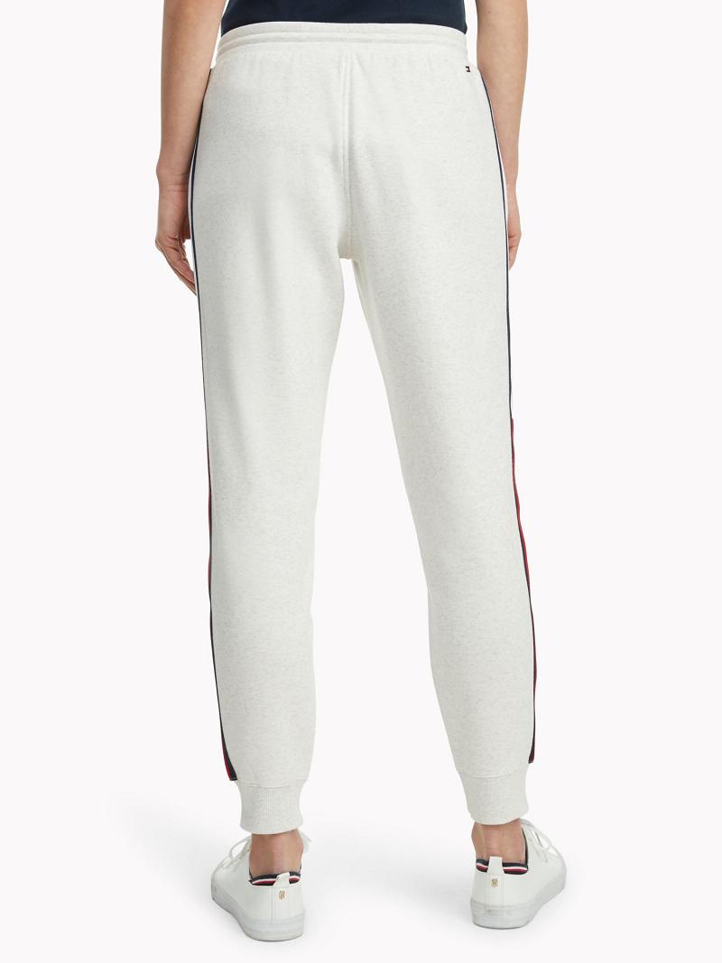 Női Tommy Hilfiger Essential Stripe Sweatpant Nadrág Fehér | HU 243RVD